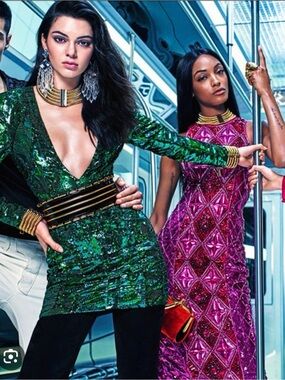 Green Sequin Deep-V Mini Dress - Designer Style